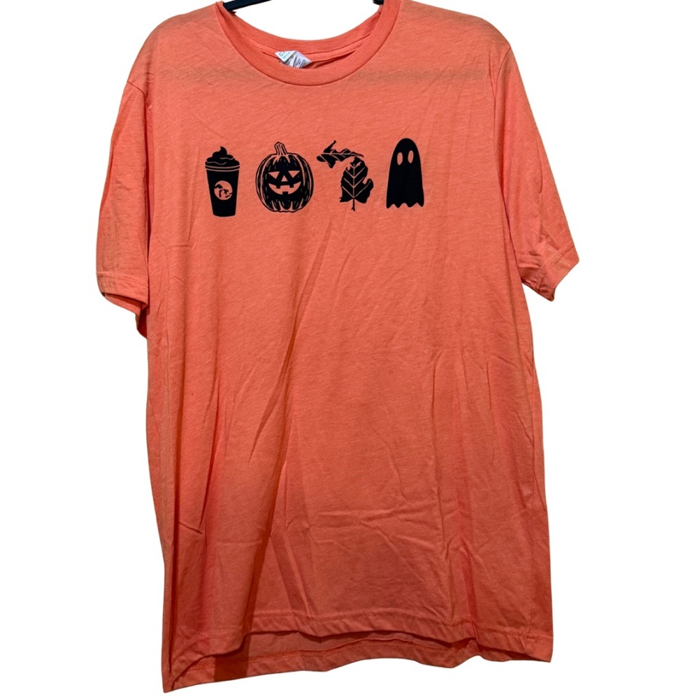 Michigan Halloween Graphic Tee Bella + Canvas Women’s XL Orange Fall‎ Shirt - Picture 3 of 8